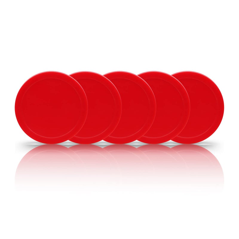 BERYLER 5 Pack Air Hockey Red Replacement, 2.5"" in Diameter, Thicker Pucks for Game Tables, Accessories, Equipment - Image 1